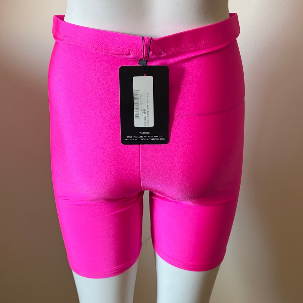 Pretty Little Thing Pink Neon Cycling Shorts Size 8 New With Tag - Picture 7 of 15